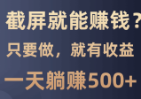 截屏就能赚钱？0门槛，只要做，100%有收益的一个项目，一天躺赚500+