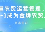 智慧农贸运营管理，从0-1成为金牌农贸人