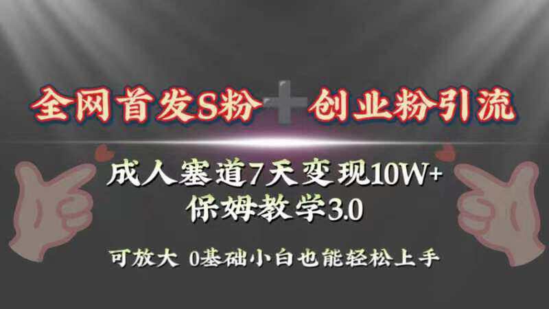 暴力引流玩法揭秘！7天成人赛道10W+变现，轻松上手！保姆3.0  第1张