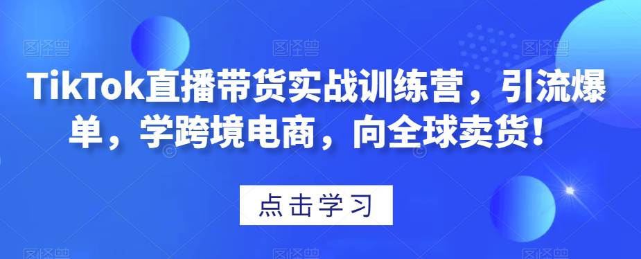 TIKTOK直播带货实战训练营，学跨境电商，引爆全球卖货！  第1张