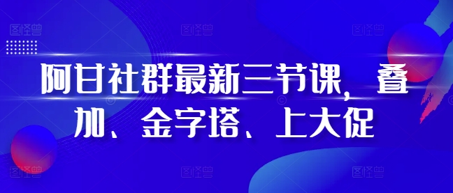 阿甘社群最新三节课，叠加、金字塔、上大促  第1张