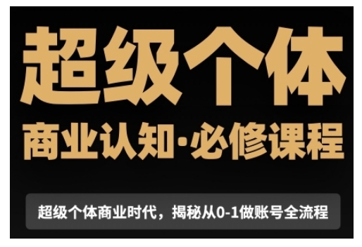 级个体商业认知觉醒视频课，商业认知·必修课程揭秘从0-1账号全流程  第1张