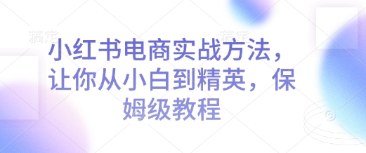 小红书电商实战方法，让你从小白到精英，保姆级教程  第1张